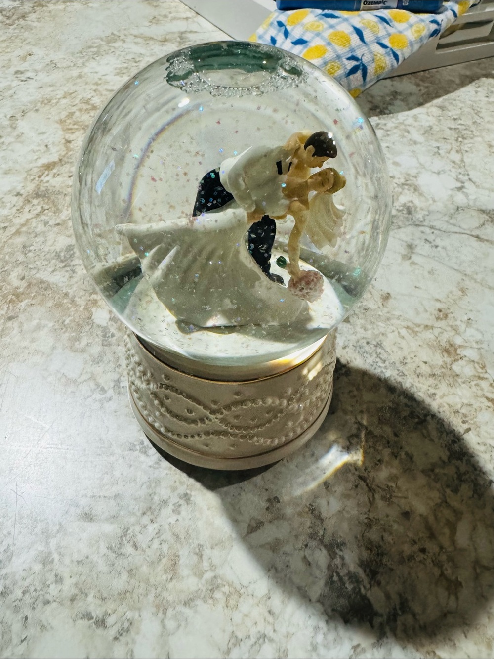 Lenox White and Cream Wedding Couple Snow Globe
